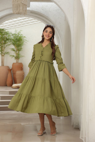 Tiered Pure Cotton Fit & Flare Midi Dress