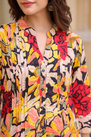 Floral-Printed Cotton Tunic With Trouser Co-Ords