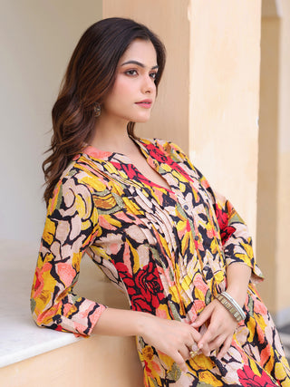 Floral-Printed Cotton Tunic With Trouser Co-Ords