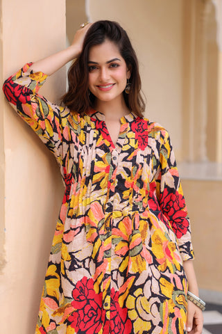 Floral-Printed Cotton Tunic With Trouser Co-Ords