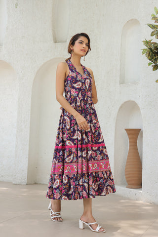 Paisley Printed Pure Cotton Ethnic Midi Dress