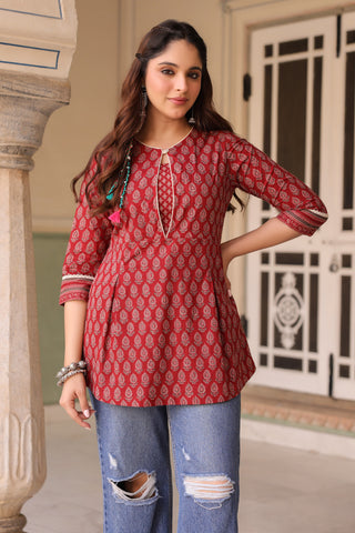 Ethnic Motifs Print Pure Cotton Top