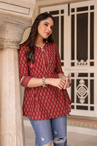 Ethnic Motifs Print Pure Cotton Top