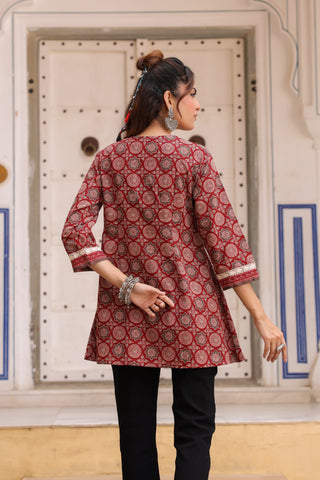 Women Ethnic Motifs Printed Pure Cotton Top