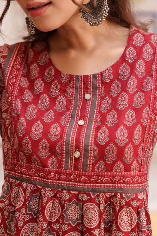 Women Ethnic Motifs Printed Pure Cotton Top