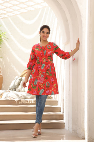 red cotton tunic