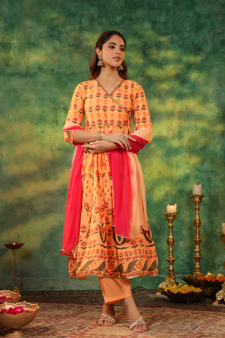 Women Ethnic Motifs Printed Pure Cotton Kurta with Trousers & Dupatta