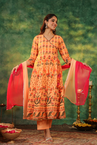 Women Ethnic Motifs Printed Pure Cotton Kurta with Trousers & Dupatta