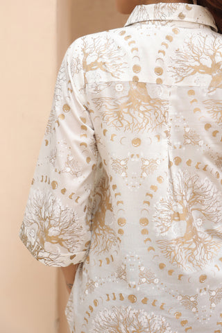 Shirt Collar Printed Tunic