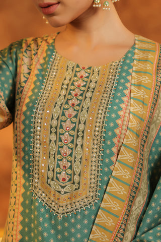 Ethnic Motifs Printed Kurta With Trousers & Dupatta