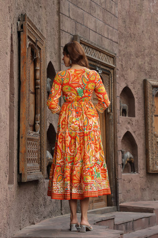 Ethnic Motifs Printed Pure Cotton Anarkali Ethnic Dress