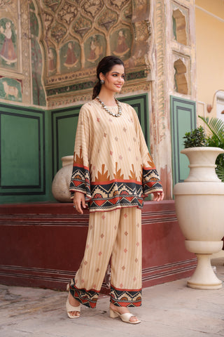 Printed Round Neck Tunic With Trouser