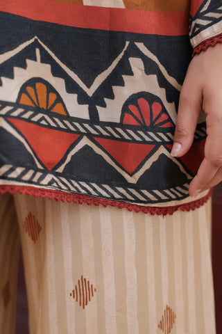 Printed Round Neck Tunic With Trouser