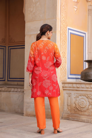 Women Bandhani Printed Tunic with Trousers Co-Ords