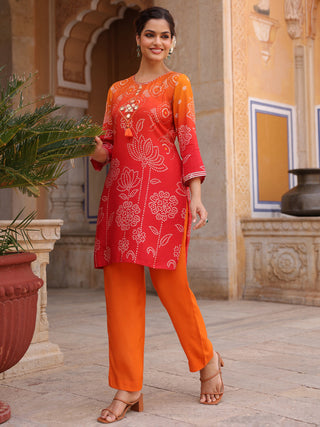 Women Bandhani Printed Tunic with Trousers Co-Ords