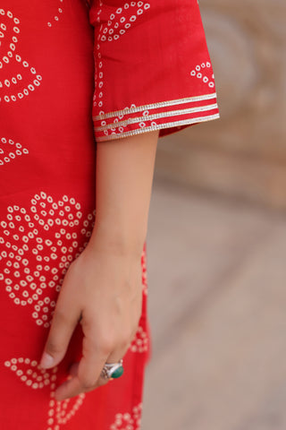 Women Bandhani Printed Tunic with Trousers Co-Ords