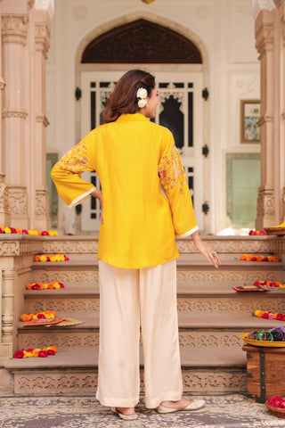 Women Embroidered Tunic With Embroidered Trousers