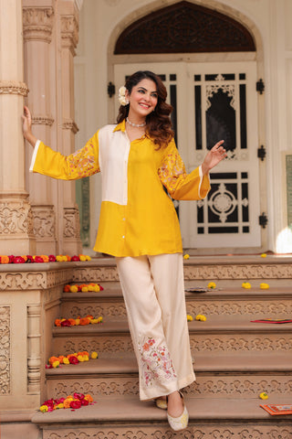 Women Embroidered Tunic With Embroidered Trousers
