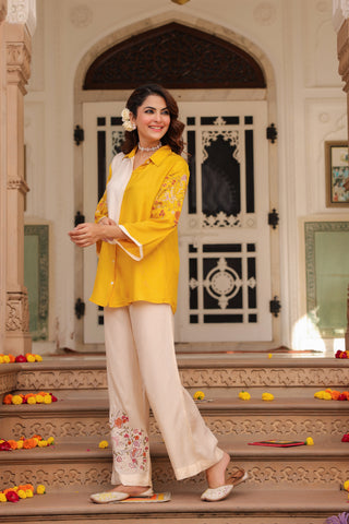 Women Embroidered Tunic With Embroidered Trousers