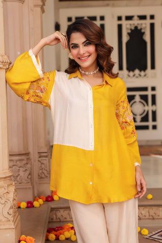 Women Embroidered Tunic With Embroidered Trousers
