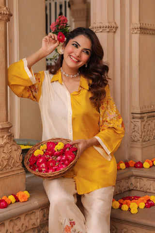 Women Embroidered Tunic With Embroidered Trousers