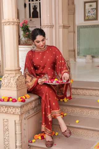 Printed Round Neck Tunic With Trouser Co-Ords