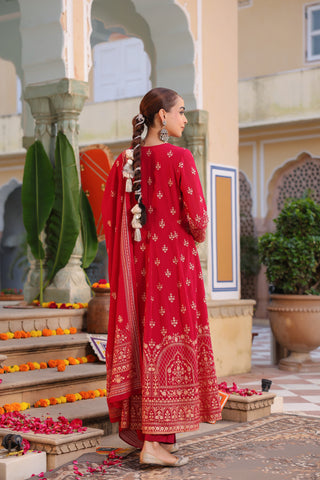 Women Ethnic Motifs Printed Beads and Stones Kurta with Trouser & Dupatta