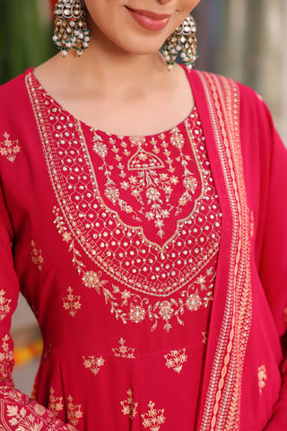 Women Ethnic Motifs Printed Beads and Stones Kurta with Trouser & Dupatta