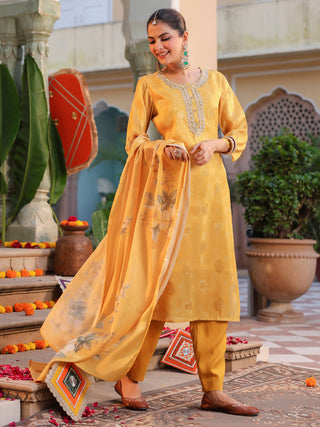 Women Ethnic Motifs Regular Pure Cotton Kurta with Trousers & With Dupatta