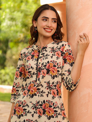 Women Floral Printed Pure Cotton Kurti