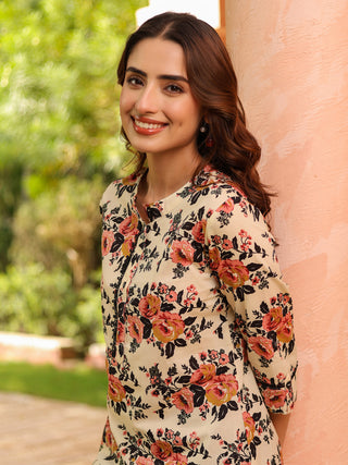 Women Floral Printed Pure Cotton Kurti