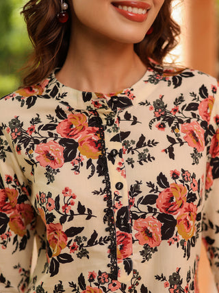 Women Floral Printed Pure Cotton Kurti