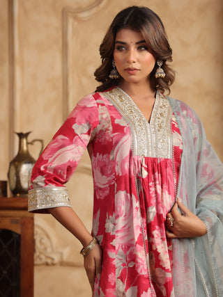 Sequinned pink Anarkali