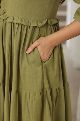 Soft Cotton Tiered Flare Dress