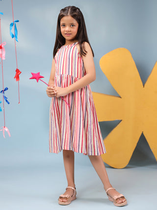 Soft cotton striped ethnic dress for kids