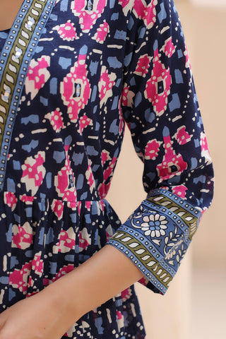 Stylish Floral V Neck Cotton Top