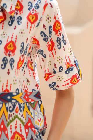 Stylish Geometric Cotton Shirt Top