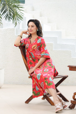Stylish cotton A-line midi dress