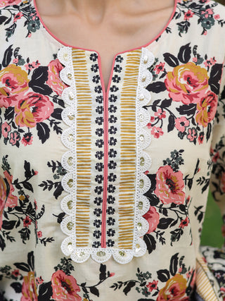 Stylish floral kurta with pants