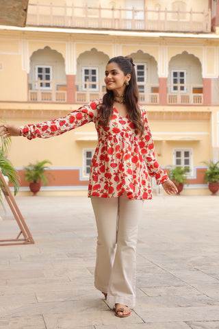 Stylish orange cotton top for women