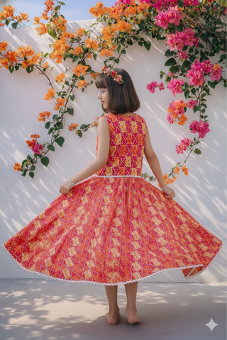 Stylish printed top and skirt set for kids