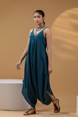 Teal Cotton Basic Jumpsuit