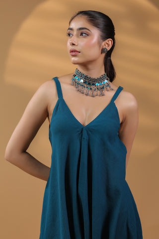 Teal Summer Cotton Jumpsuit