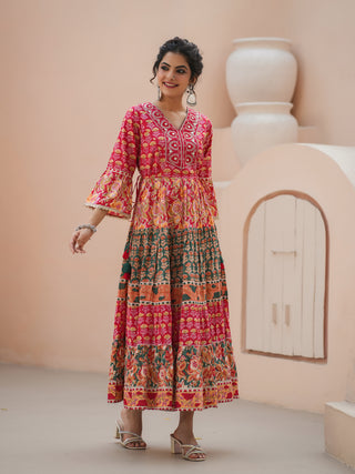 Thread Work Floral Ethnic Kurta