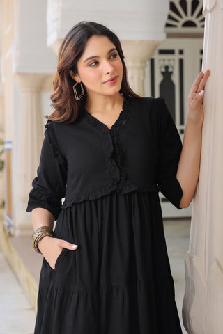 Three-quarter sleeve cotton dressw
