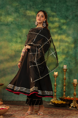 Traditional Black Anarkali Set