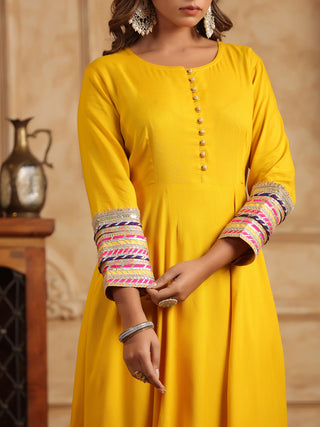 Traditional Mustard Anarkali Set