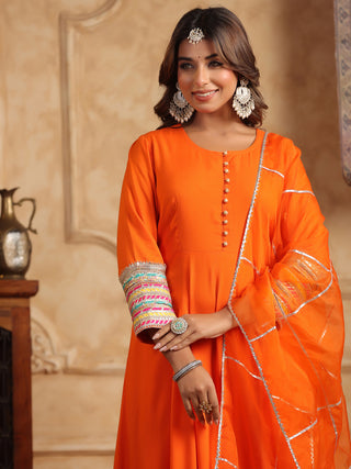 Traditional Orange Anarkali Set