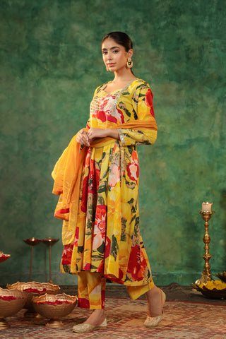 Traditional floral kurta set