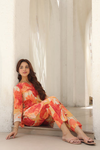 Tropical Peach Cotton Co-ords